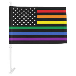 LGBT Rainbow Stripes Black American Car Flag