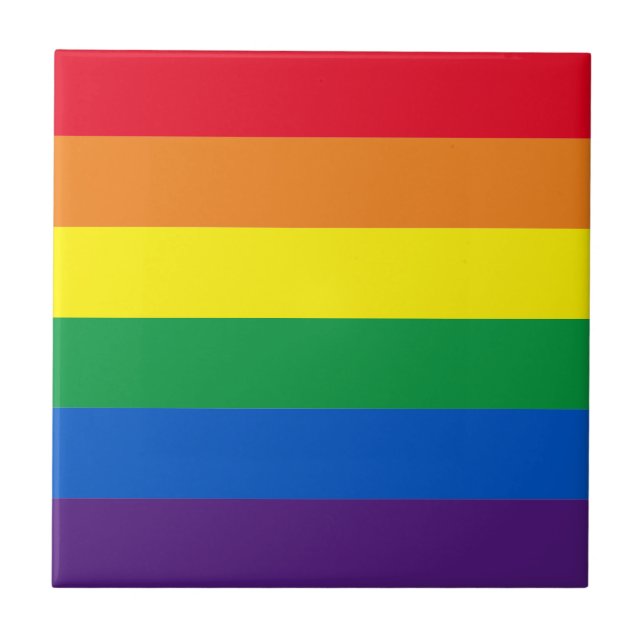Lgbt rainbow stripes colors gay pride flag ceramic tile (Front)