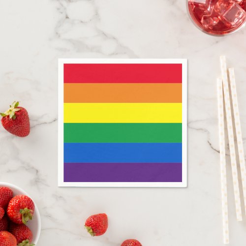 Lgbt rainbow stripes colors gay pride flag paper napkins