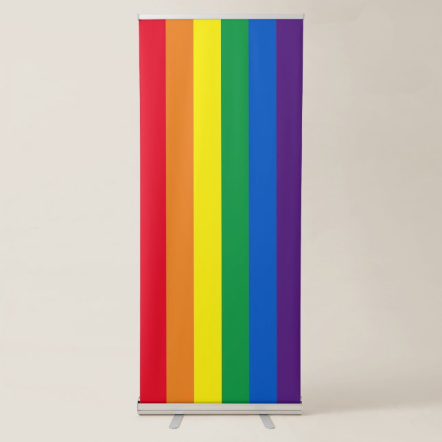 Lgbt rainbow stripes gay pride flag retractable banner (Front)