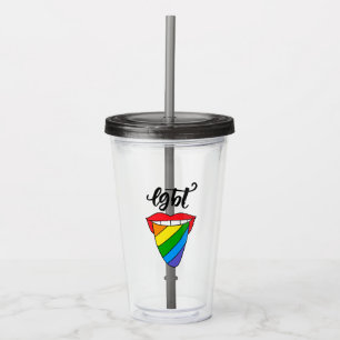 LGBT Rainbow Tongue Acrylic Tumbler