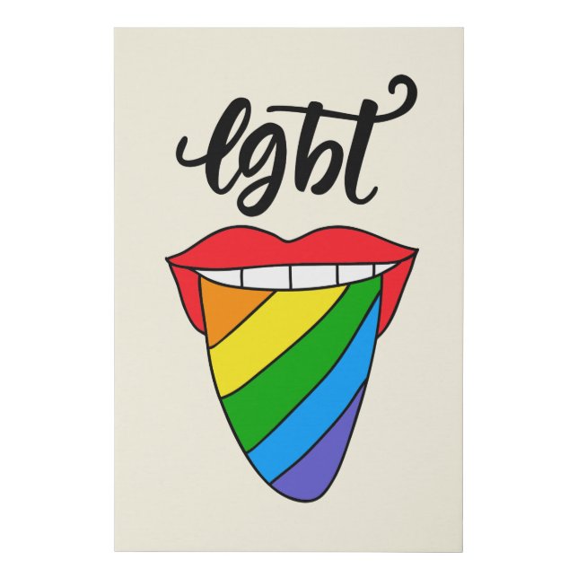 LGBT Rainbow Tongue Faux Canvas Print (Front)