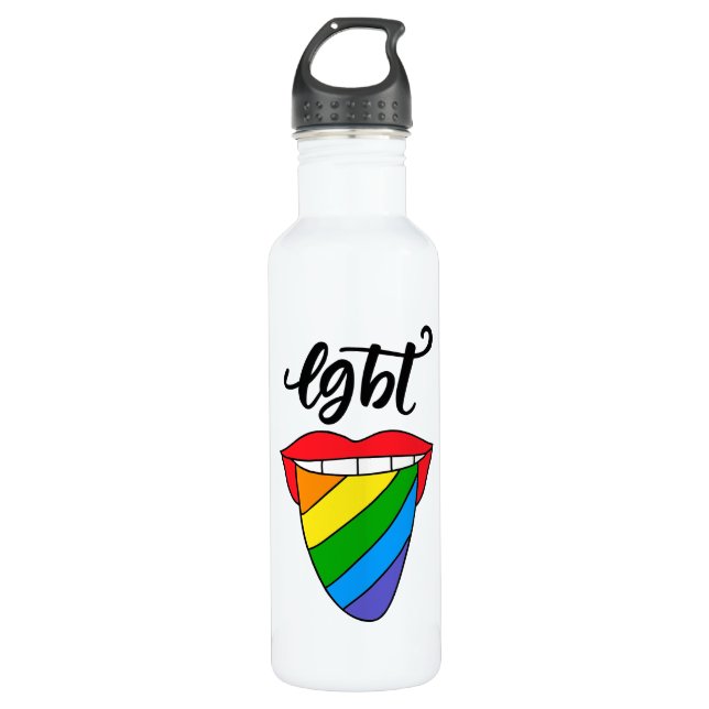 LGBT Rainbow Tongue Stainless Steel Water Bottle (Front)