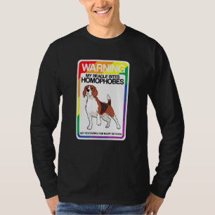 Lgbt Rainbow Warning Beagle Bites Homophobes T-Shirt