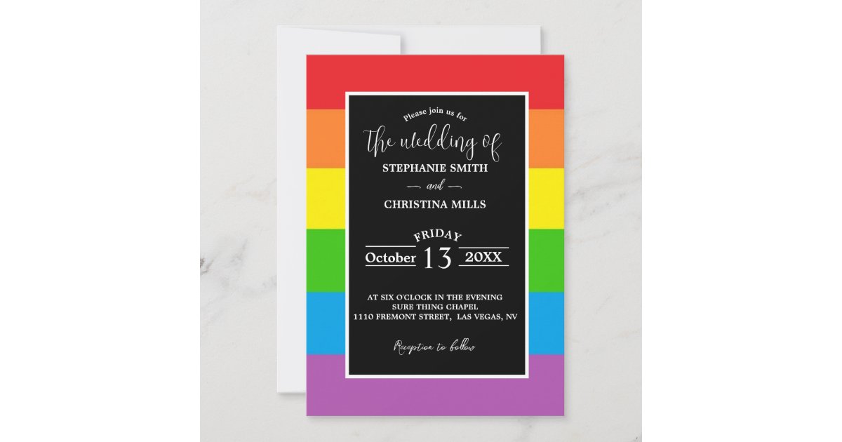 Lgbt Rainbow Wedding Invitation Zazzle