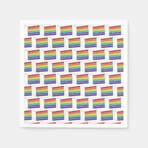 LGBT Rainbow Wedding Layer Cake Slice Gay Pride Napkins