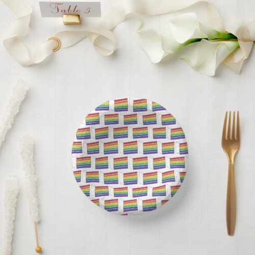 LGBT Rainbow Wedding Layer Cake Slice Gay Pride Paper Bowls