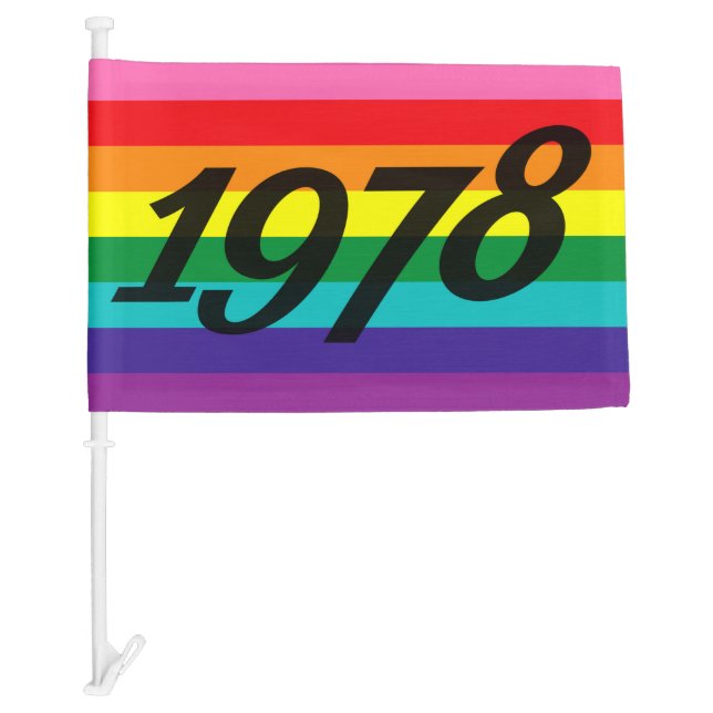 LGBT Rainbow with 1978 Gay Pride Car Flag (Front)