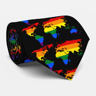 LGBT Rainbow World Map Neck Tie