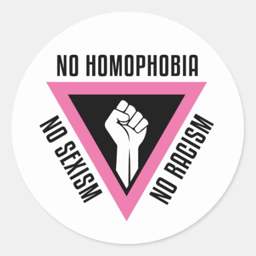 LGBT _ Raised fist in Pink triangle Classic Round Sticker