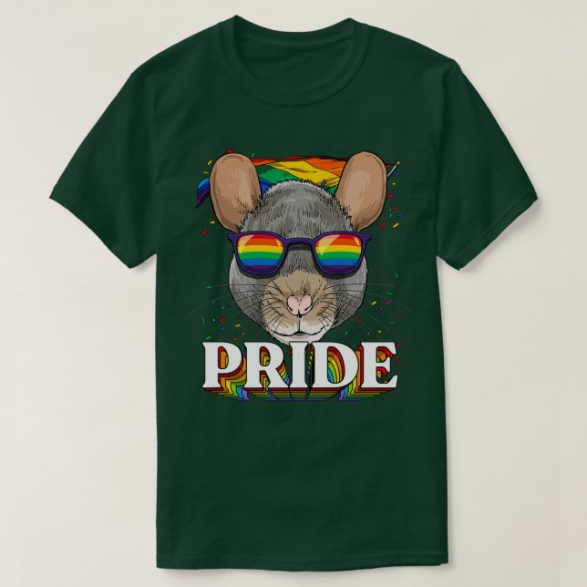 LGBT Rat Gay Pride LGBTQ Rainbow Flag Sunglasses T-Shirt (Design Front)