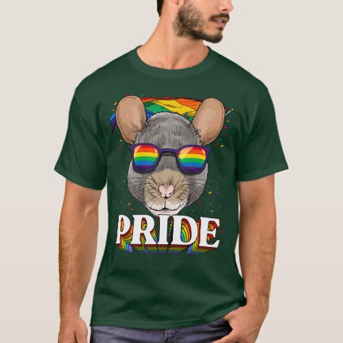 LGBT Rat Gay Pride LGBTQ Rainbow Flag Sunglasses T_Shirt
