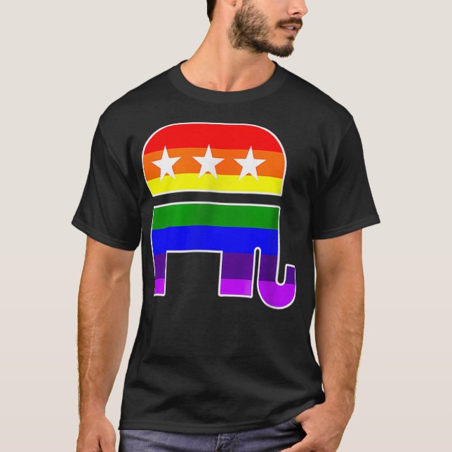 LGBT Republican Elephant  Pride Flag Conservative  T-Shirt (Front)