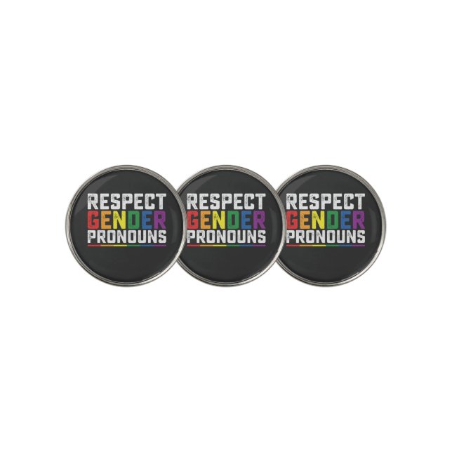 LGBT Respect Gender Pronouns Gay Lesbian Trans Golf Ball Marker (3 Up)