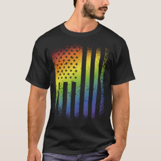 LGBT Retro US Rainbow Flag Love is Love T-Shirt