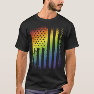 LGBT Retro US Rainbow Flag Love is Love T-Shirt