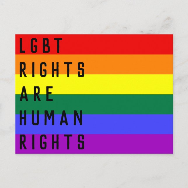 LGBT Rights Are Human Rights Rainbow Flag Postcard (Front)