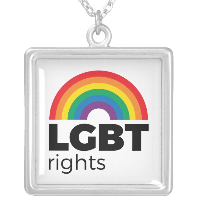 LGBT Rights Rainbow Silver Plated Necklace (Front)