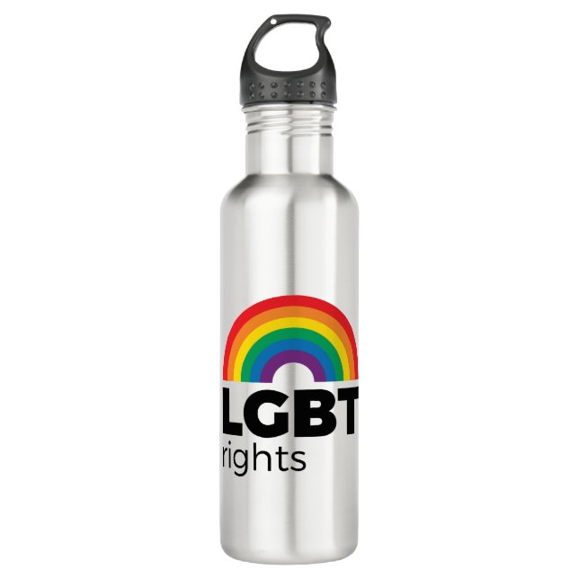 LGBT Rights Rainbow Stainless Steel Water Bottle (Front)