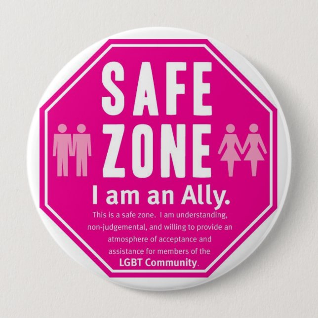 LGBT Safe Zone Pinback Button (Front)