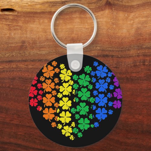 LGBT Shamrock Heart St Patricks Day Gay Pride Keychain