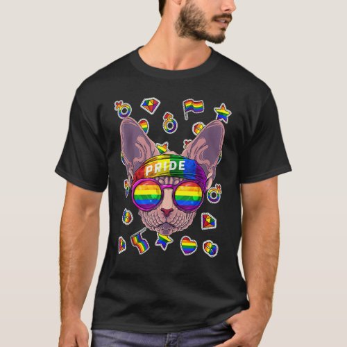 Lgbt Sphynx Gay Pride Month Cat Rainbow T_Shirt