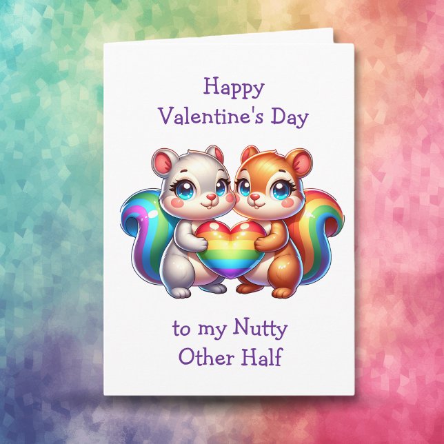 LGBT+ Squirrel Valentine's Day Personalized Photo Card (Creator Uploaded)