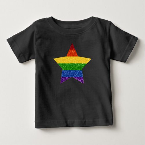 LGBT Star Pride Flag Glitter Baby T_Shirt
