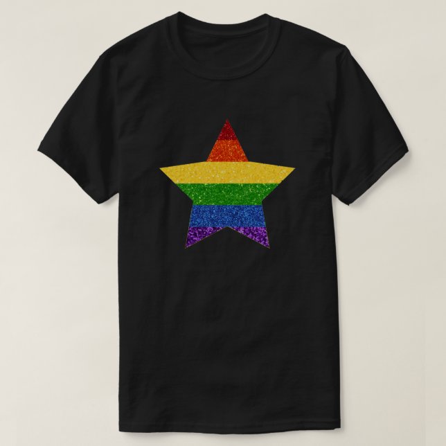 LGBT Star Pride Flag Glitter T-Shirt (Design Front)