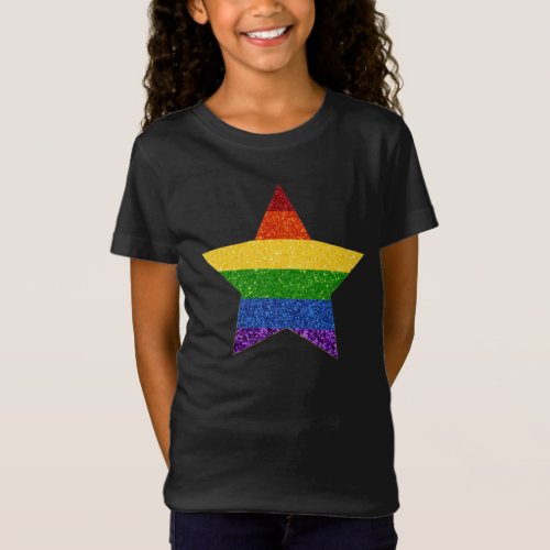LGBT Star Pride Flag Glitter T_Shirt