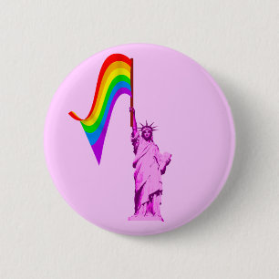 LGBT Statue of Liberty Button
