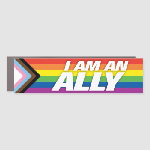 LGBT Straight Ally Inclusive Progress Pride Flag Car Magnet