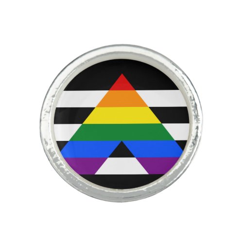 LGBT straight ally pyramid symbol Ring