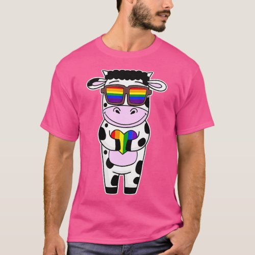 LGBT Supporter Cow Rainbow Gay Pride  LGBT heart A T_Shirt