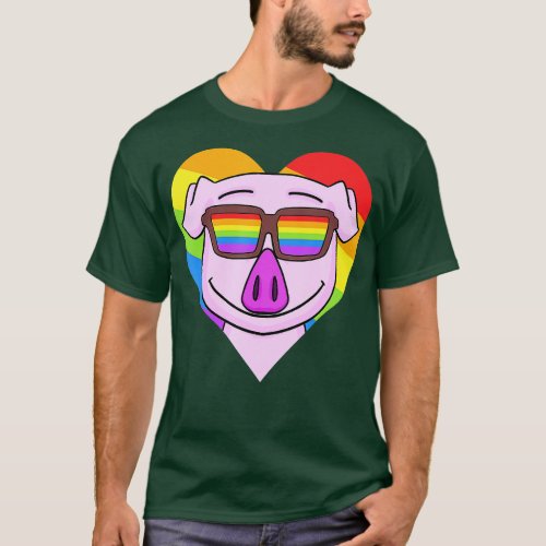 LGBT Supporter Pig Rainbow Gay Pride LGBT heart an T_Shirt