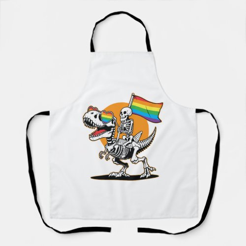 LGBT T_Rex Skeleton Pride Apron