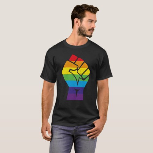 LGBT T_Shirt _ Rainbow Resistance Fist