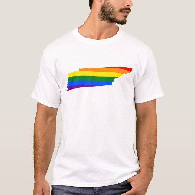 LGBT Tennessee, US state flag map T-Shirt (Front)