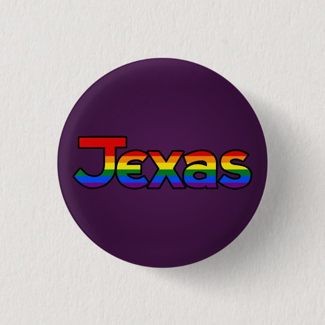 LGBT Texas Rainbow text Button (Front)