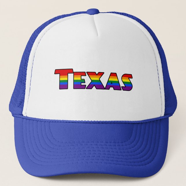 LGBT Texas Rainbow text Visor Trucker Hat (Front)