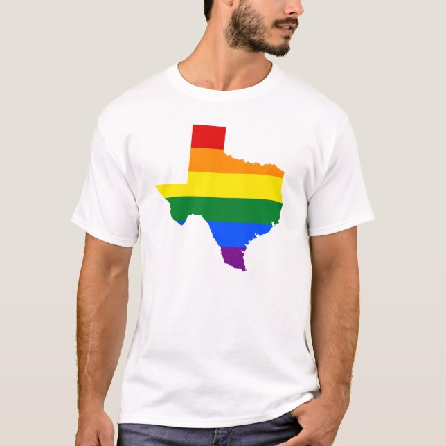LGBT Texas, US state flag map T-Shirt (Front)