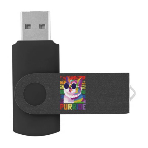 LGBT Tie Dye Pride Cat Purride Gay Rainbow Retro Flash Drive