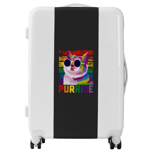 LGBT Tie Dye Pride Cat Purride Gay Rainbow Retro Luggage (Front)