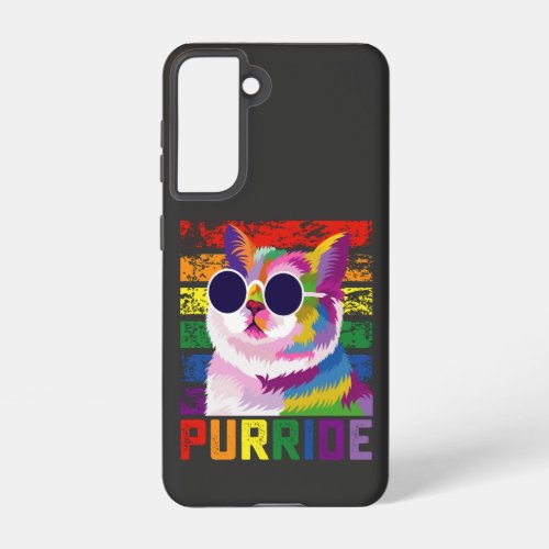 LGBT Tie Dye Pride Cat Purride Gay Rainbow Retro Samsung Galaxy S21 Case