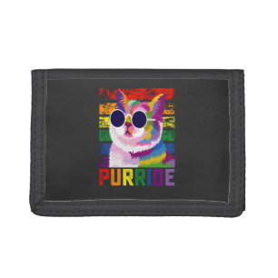 LGBT Tie Dye Pride Cat Purride Gay Rainbow Retro Tri-fold Wallet