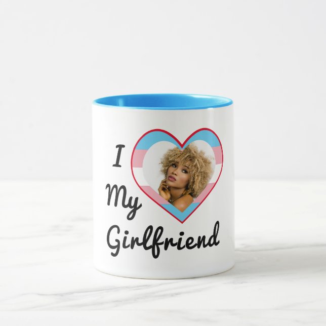 LGBT Trans Pride Custom Photo I Love My Girlfriend Mug (Center)