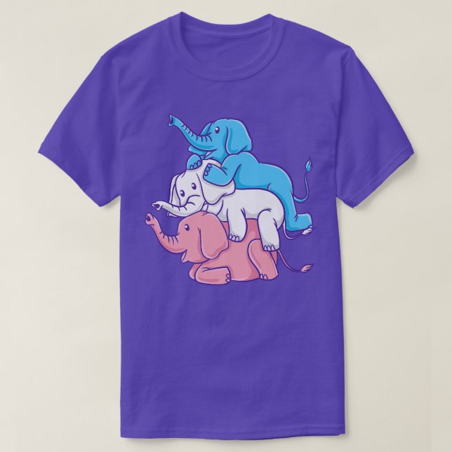 LGBT Trans Pride Elephant Pile Transgender  T-Shirt (Design Front)