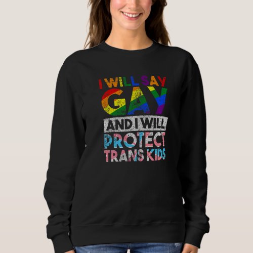 Lgbt Transgender Flag I Will Say Gay  Protect Tra Sweatshirt