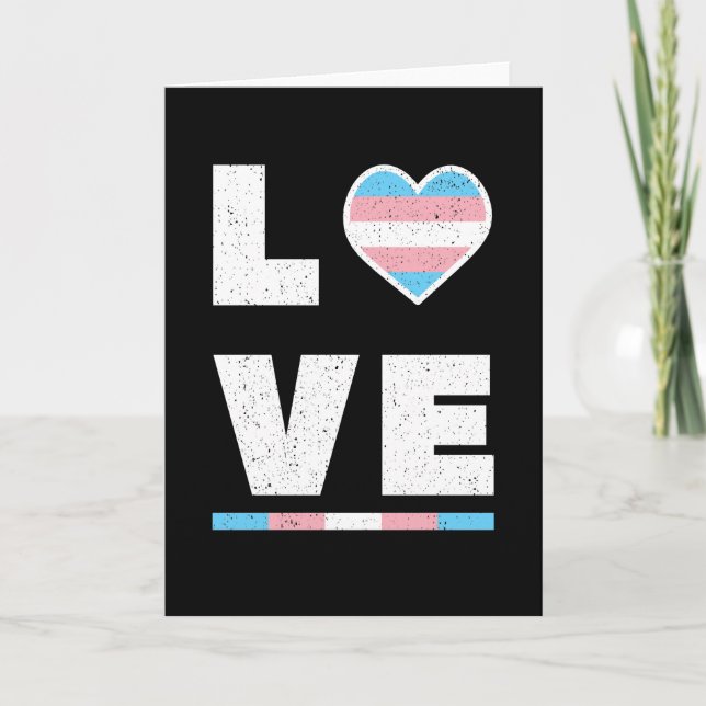 LGBT Transgender Pride Flag Distressed Grunge Love Card (Front)