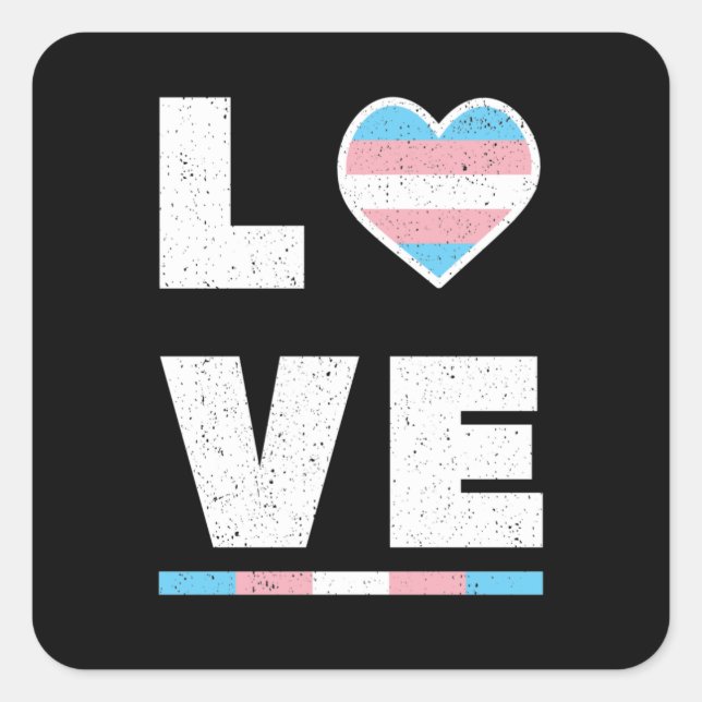 LGBT Transgender Pride Flag Distressed Grunge Love Square Sticker (Front)